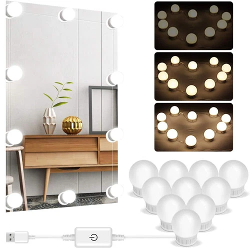LED Vanity Lights Stick On, Hollywood Mirror Light Kit With 10 Dimmable Bulbs, A