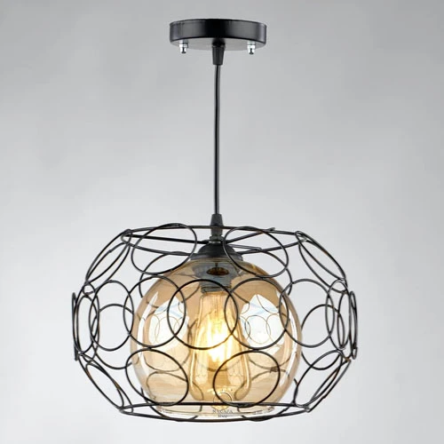 Modern circular glass chandelier, black